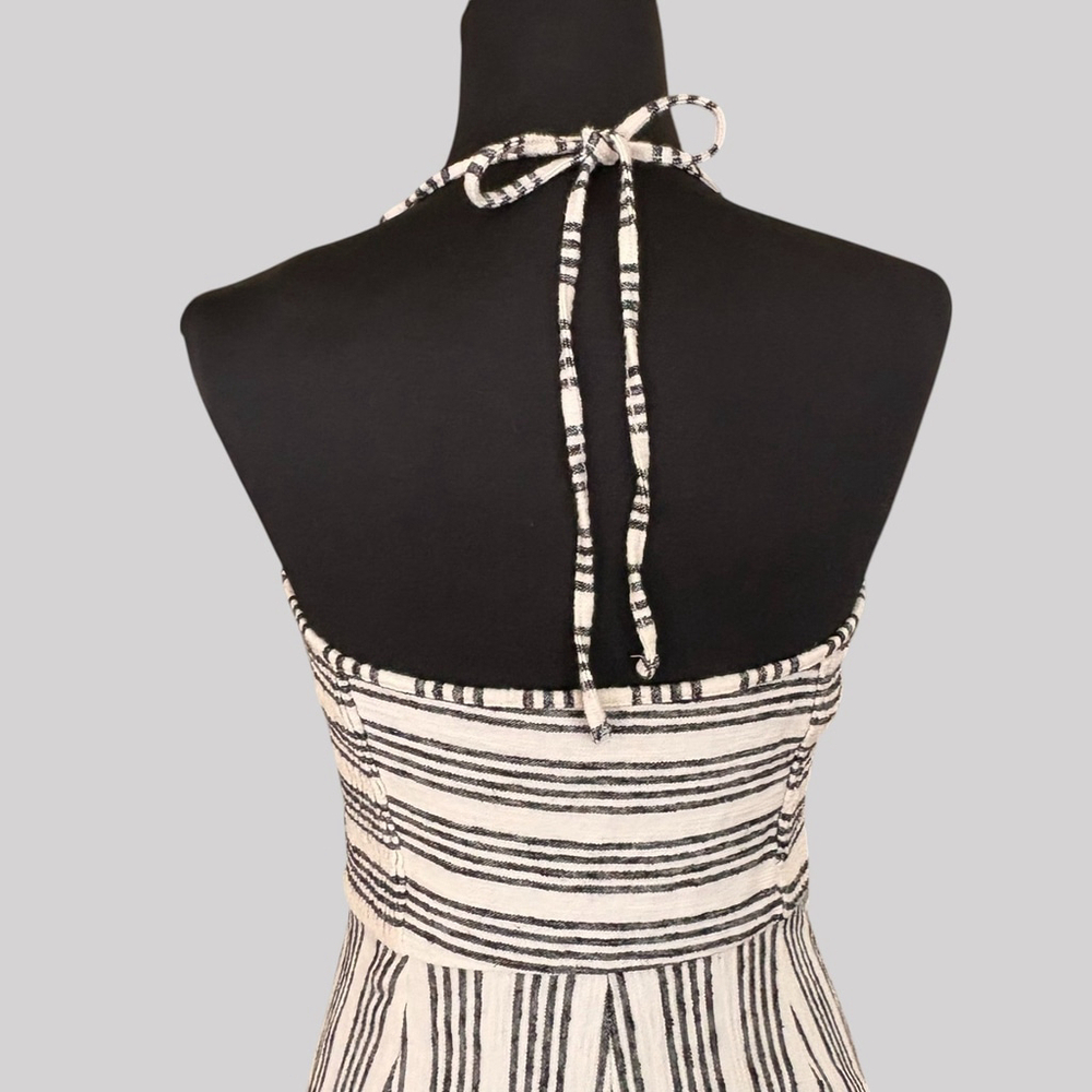 Bershka Cream Black Striped Wide Leg Jumpsuit Medium - Picture 7 of 10